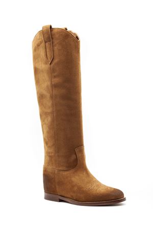 Stivale alto al ginocchio in pelle scamosciata marrone VIA ROMA 15 | 4177MARTORA